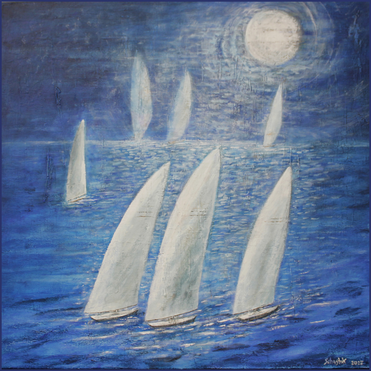 Sails in the silverlight<br>90 x 90 cm Sails in the silverlight<br>90 x 90 cm