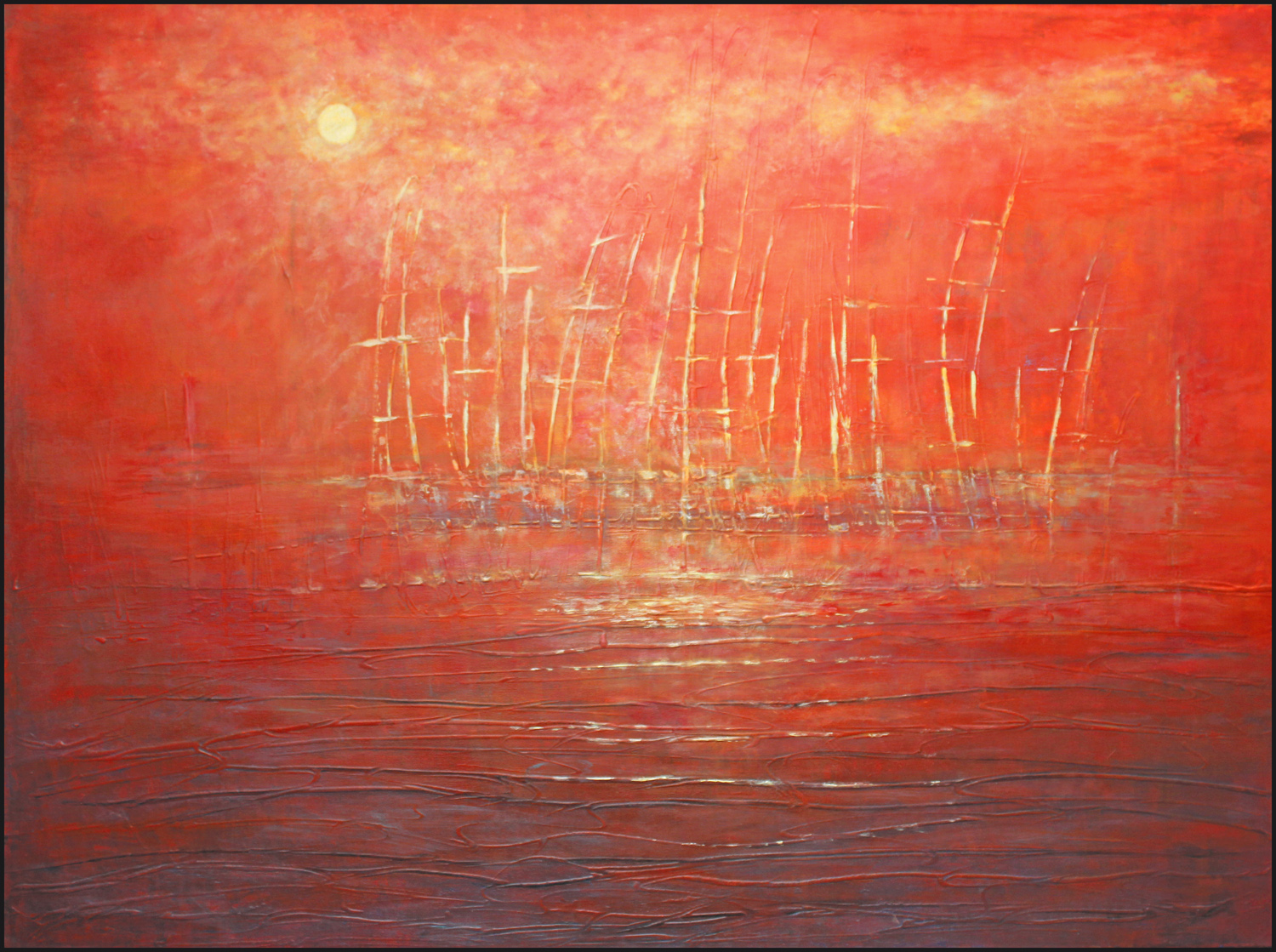 Sails in the last light<br>100×120 cm<br>